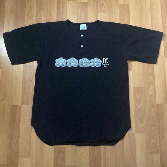 Vintage Eagle Sportswear Black Button T Shirt R.F. Orchid Inc Men XL Made USA - Picture 4 of 8